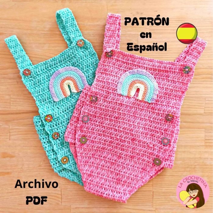 PATRÓN PELELE BEBÉ ARCOÍRIS- ROPA A CROCHET