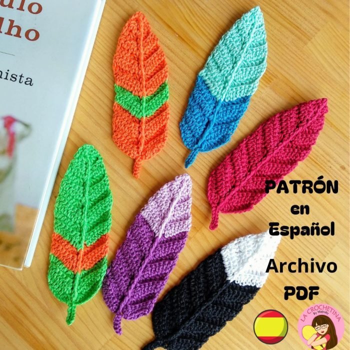 PATRÓN PLUMA MARCAPÁGINAS A CROCHET