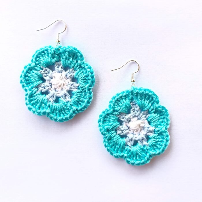 Pendientes Flor a crochet - Imagen 9