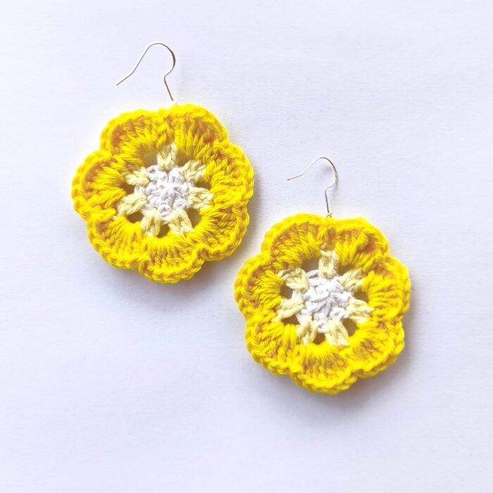 Pendientes Flor a crochet - Imagen 10
