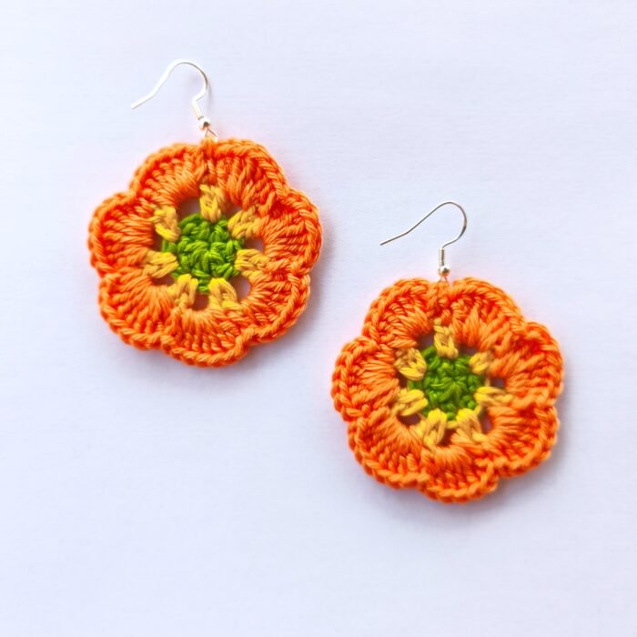 Pendientes Flor a crochet - Imagen 4