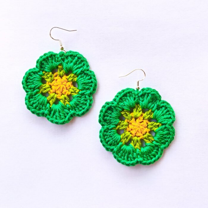 Pendientes Flor a crochet - Imagen 3