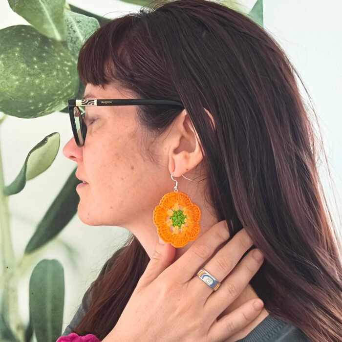 Pendientes Flor a crochet - Imagen 11