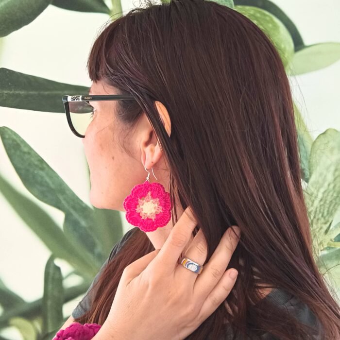 Pendientes Flor a crochet - Imagen 2