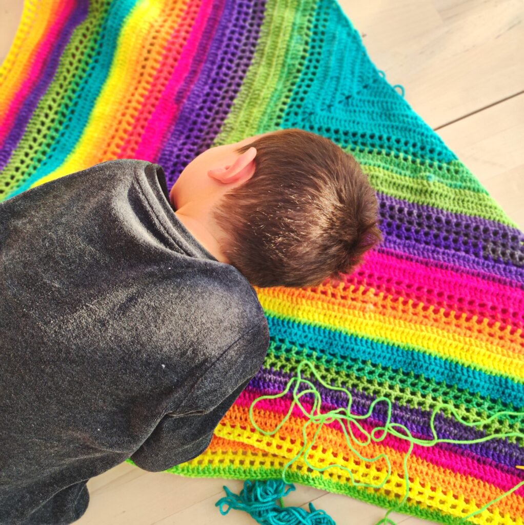 manta a crochet multicolor